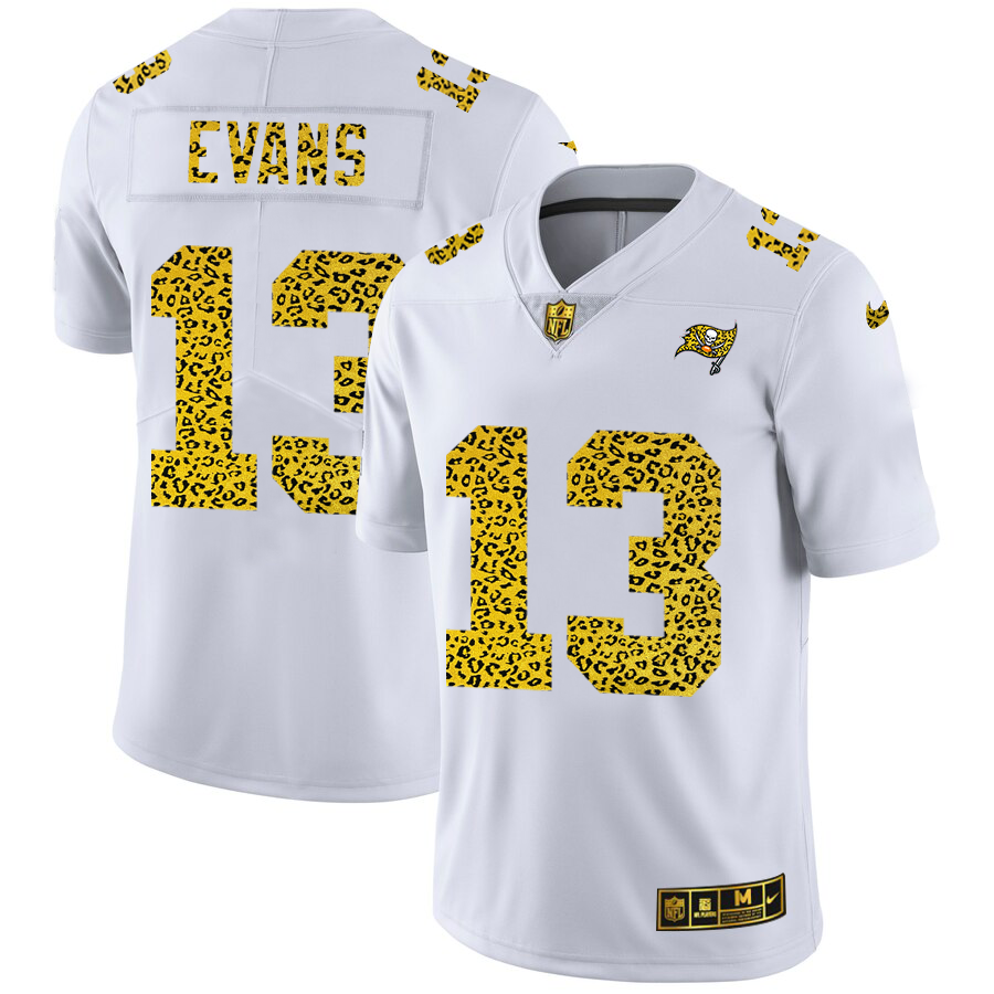 Tampa Bay Buccaneers #13 Mike Evans Men Nike Flocked Leopard Print Vapor Limited NFL Jersey White->tampa bay buccaneers->NFL Jersey